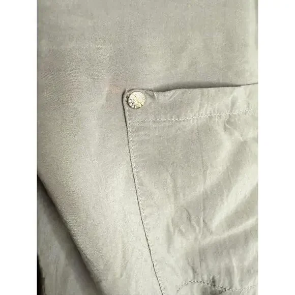 Michael By Michael Kors Shirt Womens Sz S Olive Green Button Tie Front Utility - Picture 7 of 7